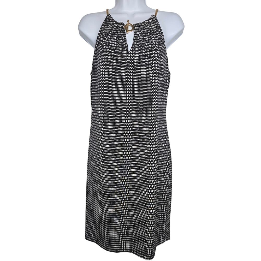 Ivanka Trump Womens Sleeveless Black&White Geometric Pattern Midi Dress. Size S